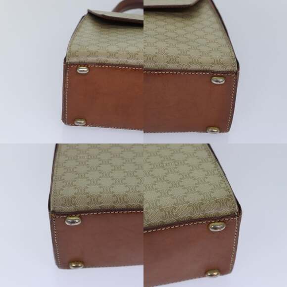 CELINE Macadam Canvas Hand Bag Pvc Leather Beige - Picture 10 of 12